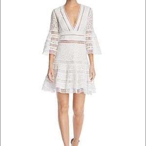 AQUA LACE BELL SLEEVE DRESS